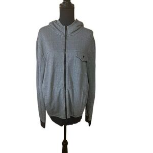 Tony Hawk Gray Black Herringbone Hooded Zip Jacket for Men XXL